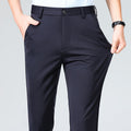 Wholesale casual pants men's four-sided elastic fabric summer ice silk pants trousers trousers high waist breathable iron-free formal trousers