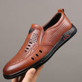 Summer Leather Shoes for Men, Casual Hollow Breathable Clogs, Soft Sole, Soft Mesh Shoes, Foreign Style Men's Shoes, Drop Shipping