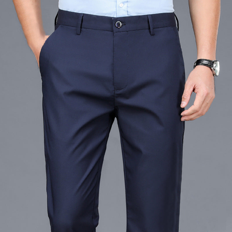 Men's Casual Trousers for Foreign Trade, Loose and Fattened, No-Iron Straight Suit, Business Elastic Trousers Wholesale