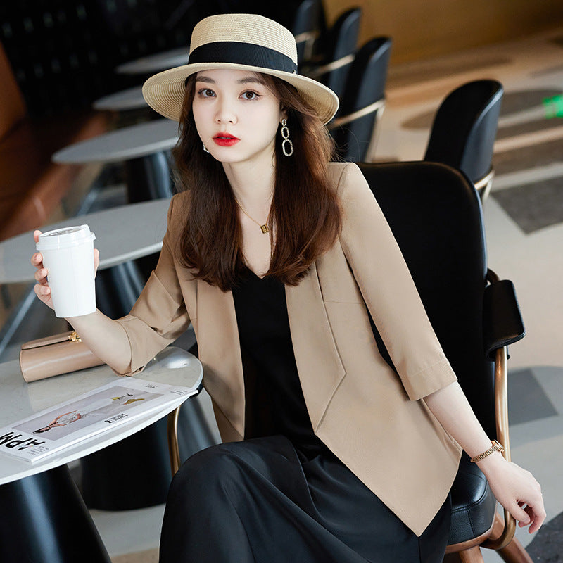 [Three-Quarter Sleeve Dress] Women's Formal Suit Dress, Korean Style Fashion Professional Attire, Small Blazer Dress for Spring and Summer