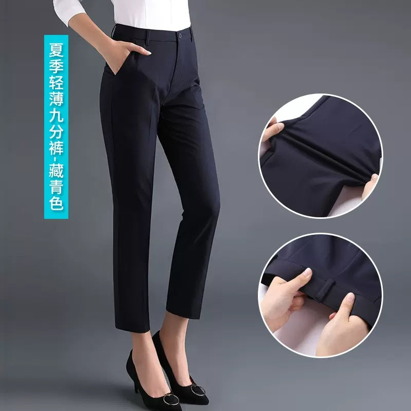 Trousers Women's Black Work Professional Straight-Leg Women's Pants High Waist Work Dress Pants Slim Look Suit Pants Draped Pants