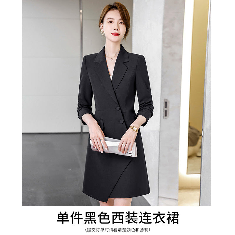 High-end gray professional dress autumn temperament jewelry store work clothes hotel front desk work clothes reception formal wear