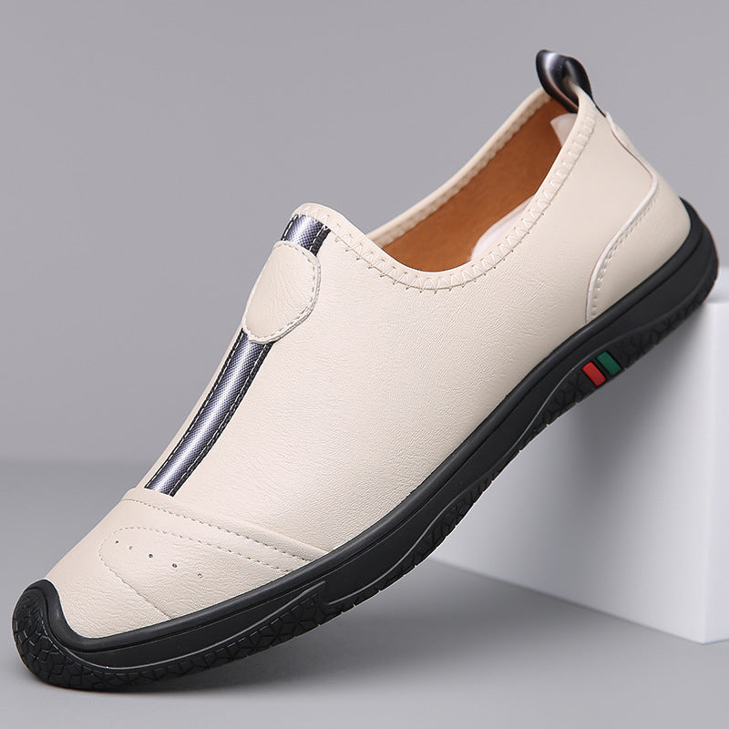 Doug Shoes Men's 2024 New Spring Lazy Slip-on Loafers Soft Bottom Driving Shoes Men's Hollow Leather Shoes