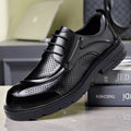 Men's Business Casual Leather Shoes with Large Toe, Thick Sole, Lace-Up, Hollow-Out Design, Fashionable British Style, Versatile Formal Men's Shoes, Breathable