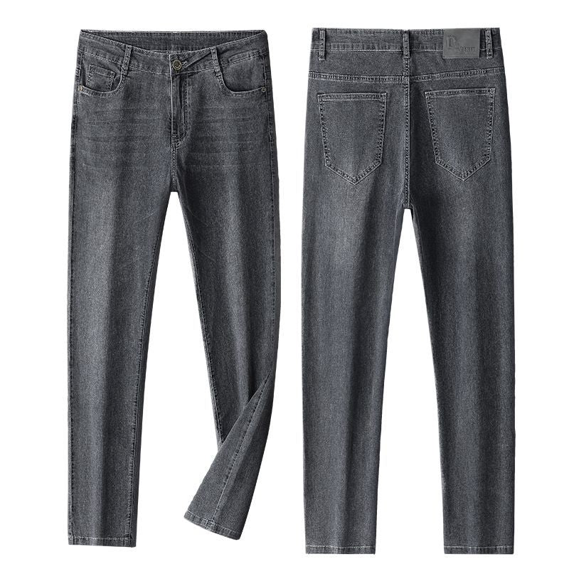 Light Luxury Smoke Grey Jeans Men's Straight Loose Summer Thin Men's Pants 2025 New Casual Trendy Trousers