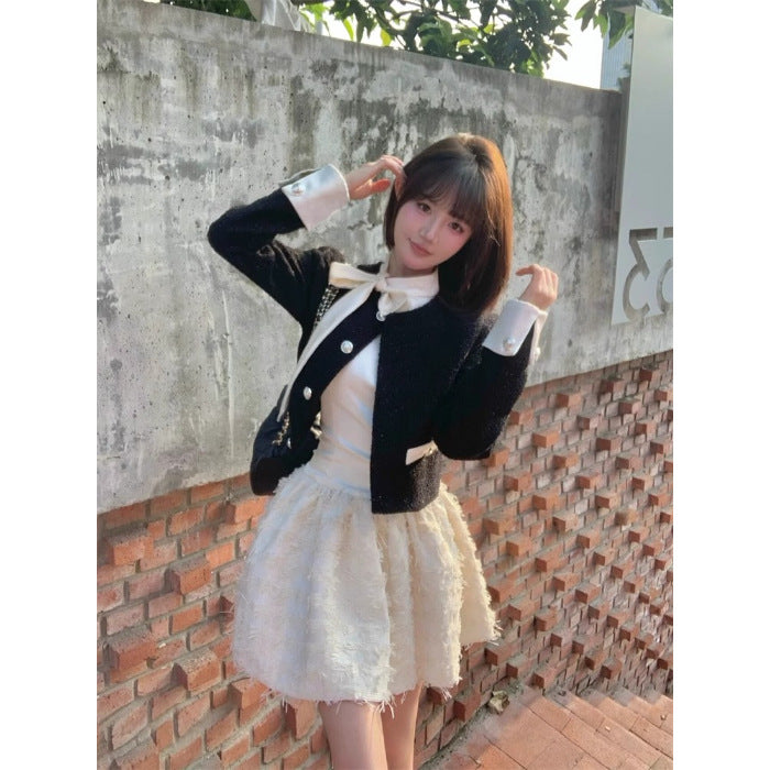 French Rich Family Dirty suit Early Spring Chanel Style Coat Fluffy Dress Sense Small Dress Two-piece Set Spring and Autumn