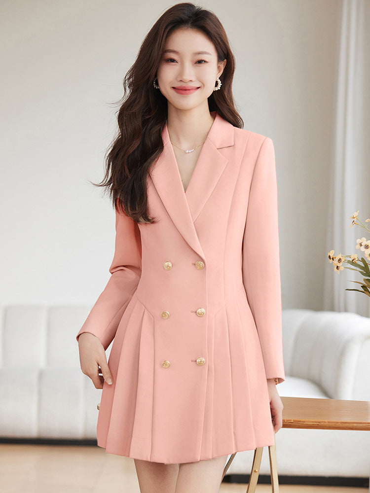 French Hepburn Style Small Black Dress High Sense High Cold Royal Sister Fried Street Small Fragrance Style Pleated Professional Suit dress Summer