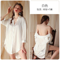 Sexy Pajamas Women 2024 Summer Shirt Dress Boyfriend Wind Long Charming Nightgown Lace Shorts suit Women