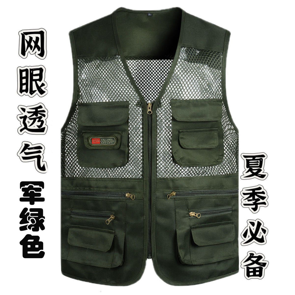 Cross-Border Outdoor Multi-Pocket Vest Men's Fishing Vest Photography Middle-Aged Men's Tops Work Clothes Middle-Aged and Elderly Dad Wear