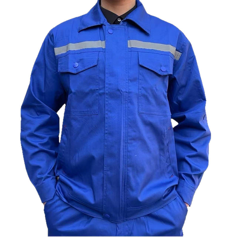 100% Pure Cotton Workwear Summer Thin Men's Long-Sleeve Set Top and Pants Breathable Work Uniform for Workshop and Auto Repair