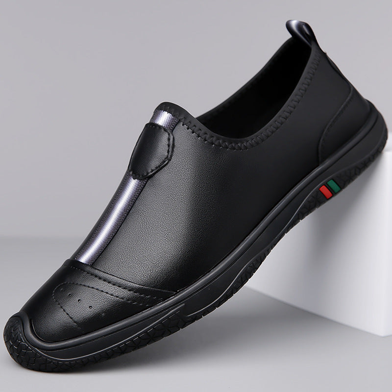 Doug Shoes Men's 2024 New Spring Lazy Slip-on Loafers Soft Bottom Driving Shoes Men's Hollow Leather Shoes