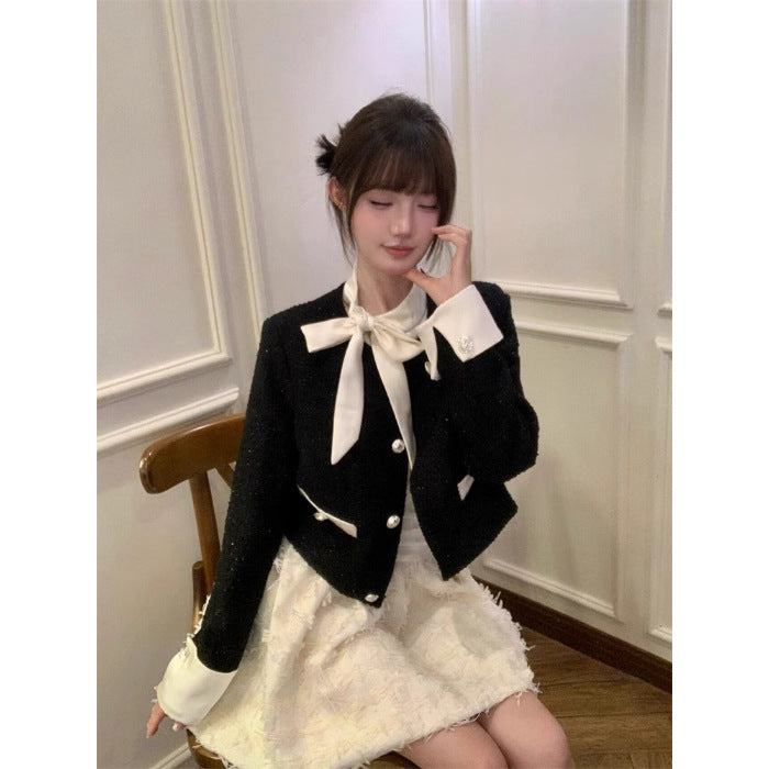 French Rich Family Dirty suit Early Spring Chanel Style Coat Fluffy Dress Sense Small Dress Two-piece Set Spring and Autumn