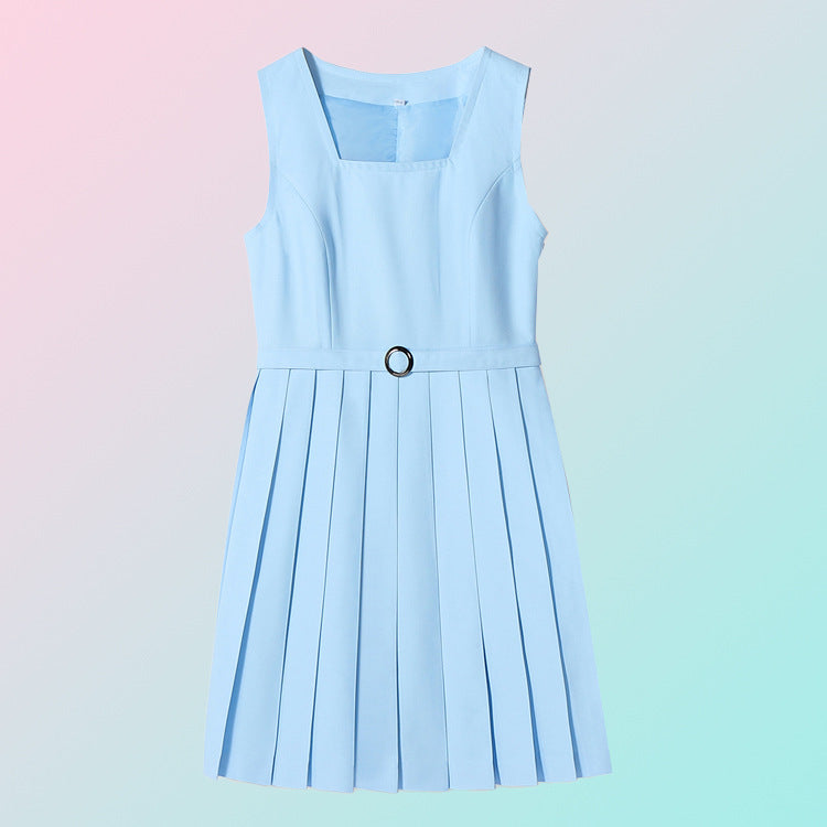 Original Spring and Summer Vest Dress Suit British College Dress Sleeveless Student Class Uniform School Uniform Work Clothing Versatile Women's Skirt