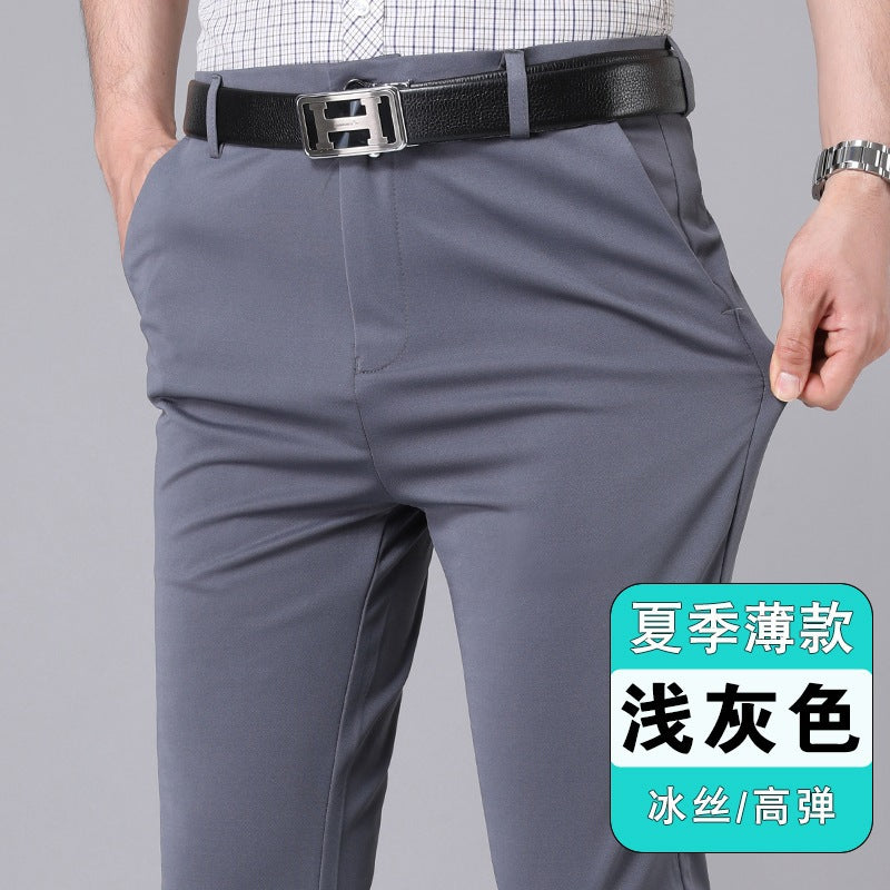 Wholesale Casual Pants Men's Western Pants Trousers Men's Thin Stretch Slim-Fit Pants Non-Ironing Business Dress Pants Trendy