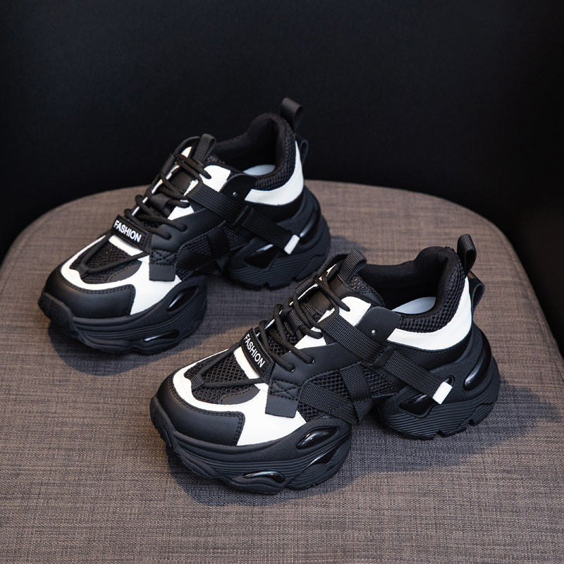 Thick-Soled Dad Shoes for Women 2025 Summer New Versatile Height-Increasing Breathable Mesh Sports Casual Shoes Platform Heel