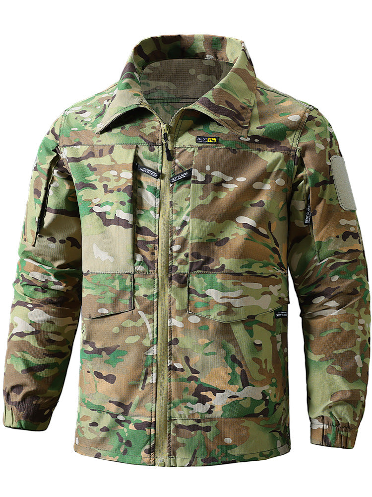 Outdoor Summer Camouflage Clothing suit Men's Wear-resistant Tear-resistant Multi-pocket Labor Protection Breathable Quick-drying Training Clothing Men's Tooling