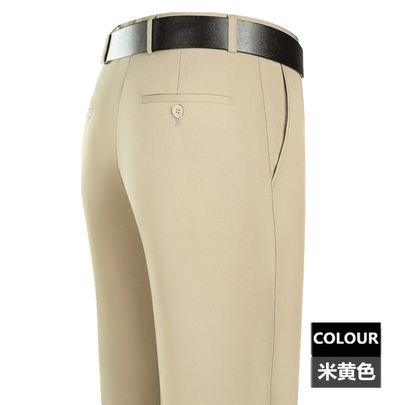 2025 New Summer Thin Mulberry Silk Middle-Aged Business Casual Straight Loose Wrinkle-Free Men's Pants