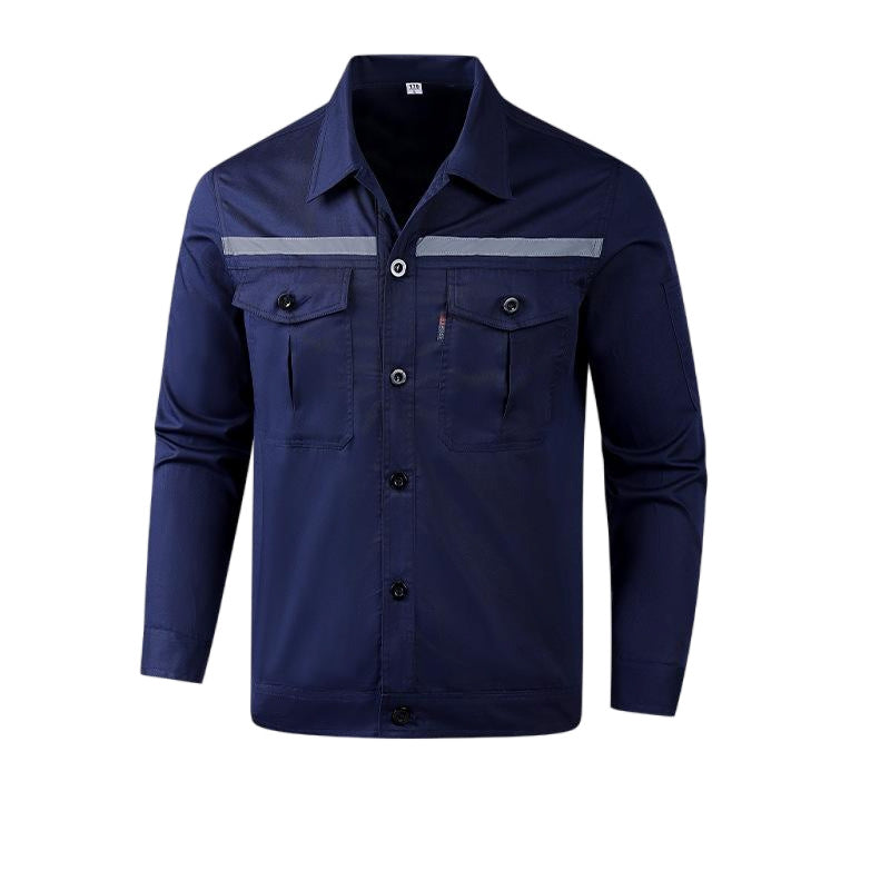 Pure Cotton Thin Summer Long Work Clothes Suit Wear-Resistant, Breathable and Sweat-Absorbent Welder Shipyard Factory Workshop Suit