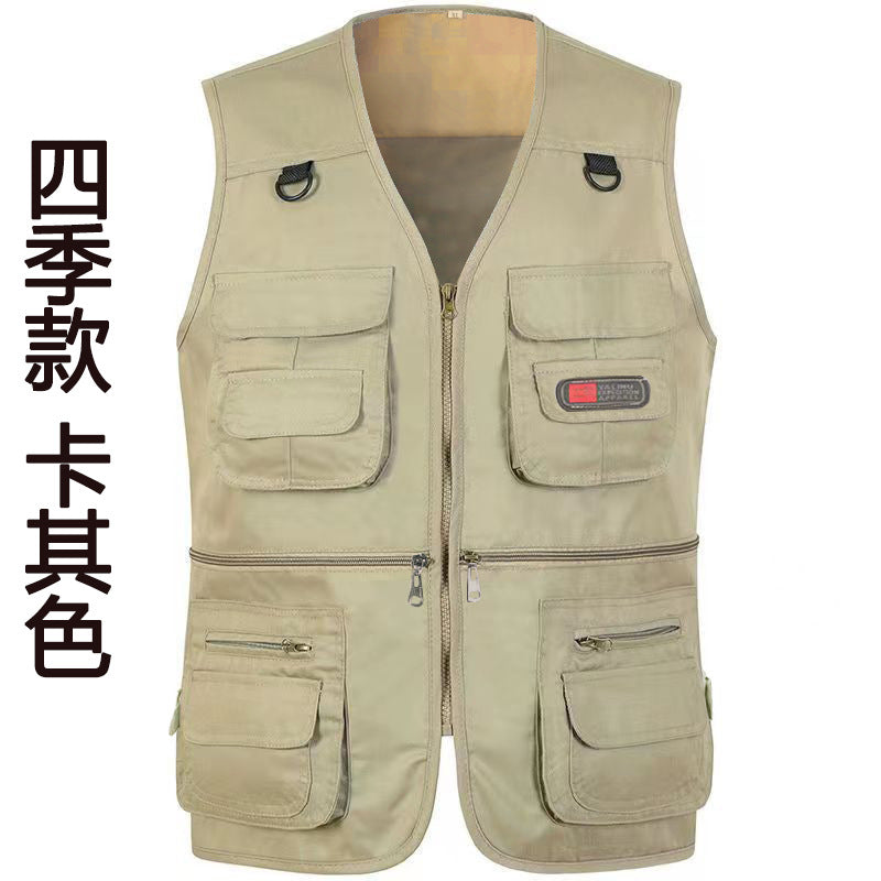 Cross-Border Outdoor Multi-Pocket Vest Men's Fishing Vest Photography Middle-Aged Men's Tops Work Clothes Middle-Aged and Elderly Dad Wear