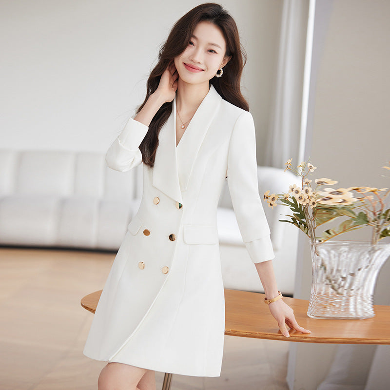 French Hepburn Style Small Black Dress High Sense High Cold Royal Sister Fried Street Small Fragrance Style Pleated Professional Suit dress Summer
