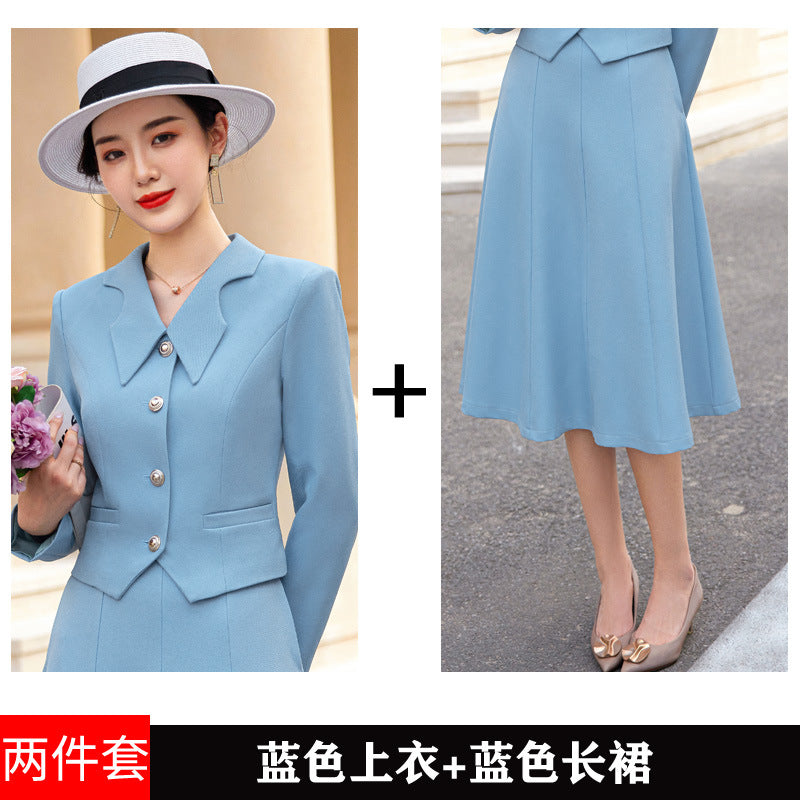 French style black dress Women's Spring and Autumn New retro high-grade elegant socialite high-end suit two-piece suit