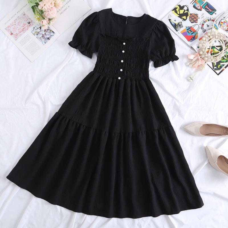 Chiffon Short-sleeved Dress for Women New ins Sense Niche Mid-length French Douyin Slimming Look Skirt