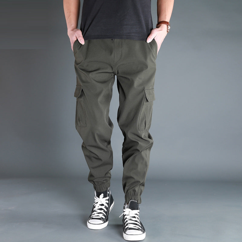 Ice Silk Crock Pants Men's Leg-tipped Summer Thin Casual Pants Loose plus size Quick-drying Pants Fashion Brand Sports Pants