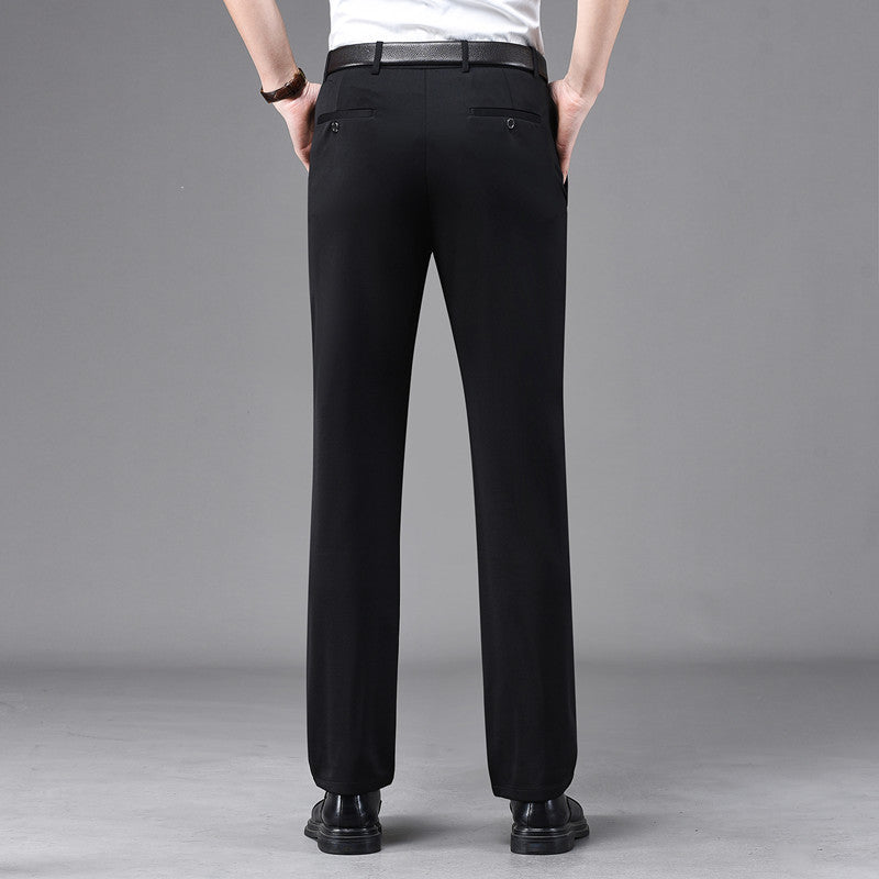 Business Casual Pants Men's Vertical Straight Dress Men's Spring and Summer Loose plus size Non-ironing Long Pants Stretch Pants