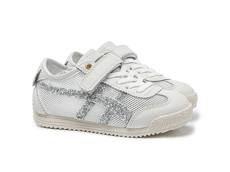 Genuine Leather Boys' Sneakers 2026 Summer New Style Children's Mesh Casual Shoes Breathable Girls' Sports Shoes White Shoes