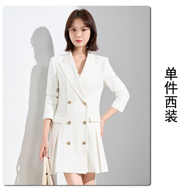 French Hepburn Style Small Black Dress High Sense High Cold Royal Sister Fried Street Small Fragrance Style Pleated Professional Suit dress Summer