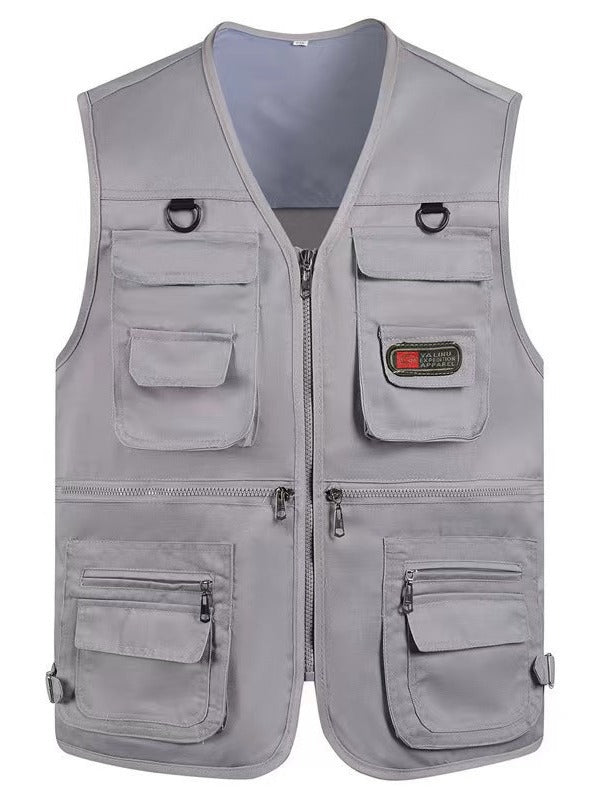 Cross-Border Outdoor Multi-Pocket Vest Men's Fishing Vest Photography Middle-Aged Men's Tops Work Clothes Middle-Aged and Elderly Dad Wear
