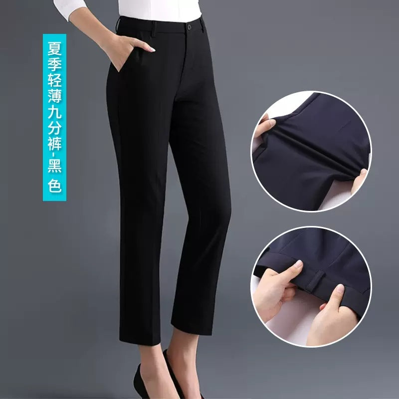 Trousers Women's Black Work Professional Straight-Leg Women's Pants High Waist Work Dress Pants Slim Look Suit Pants Draped Pants