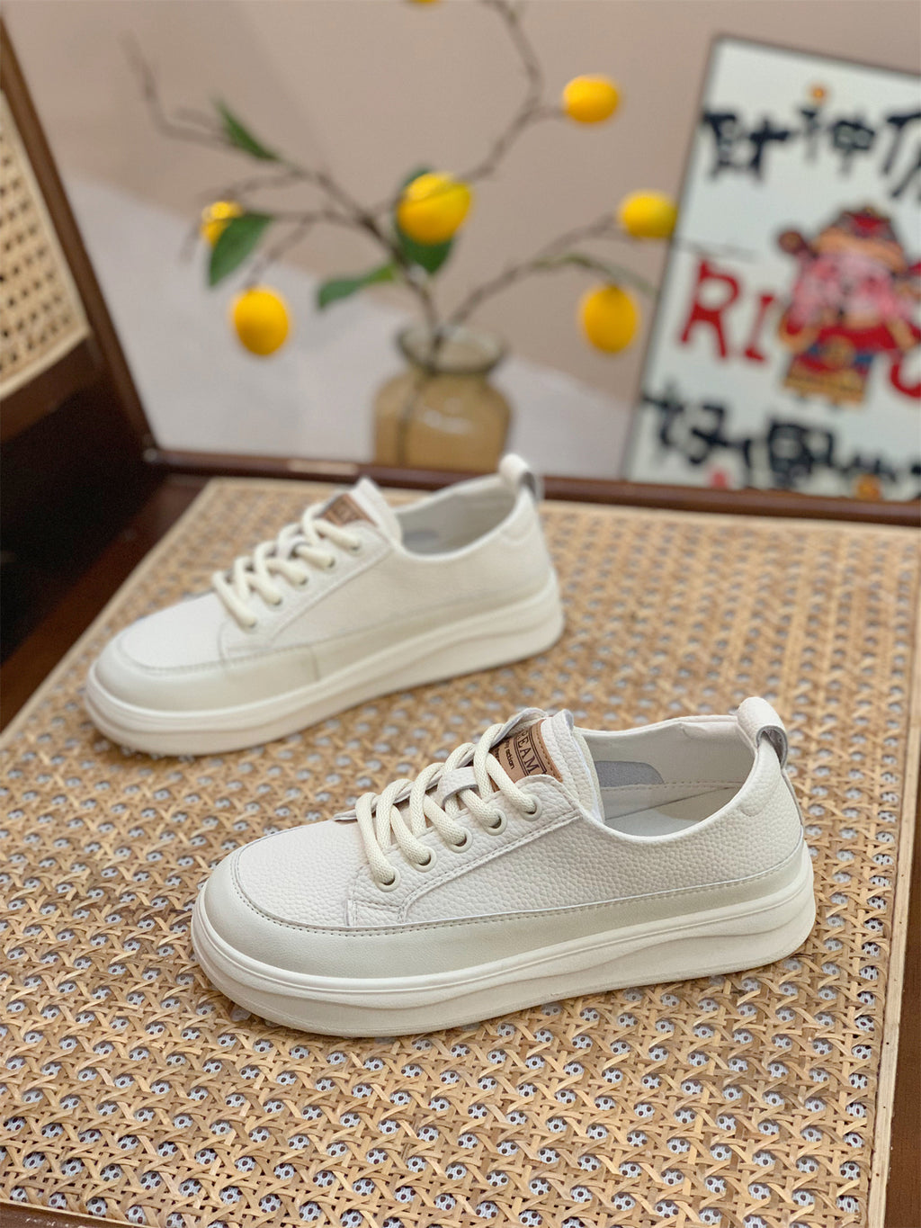 Genuine Leather Retro Sneakers for Women 2025 Spring & Fall New Niche High-Bottom Soft-Soled White Shoes Flats-Soled Sports and Casual Shoes
