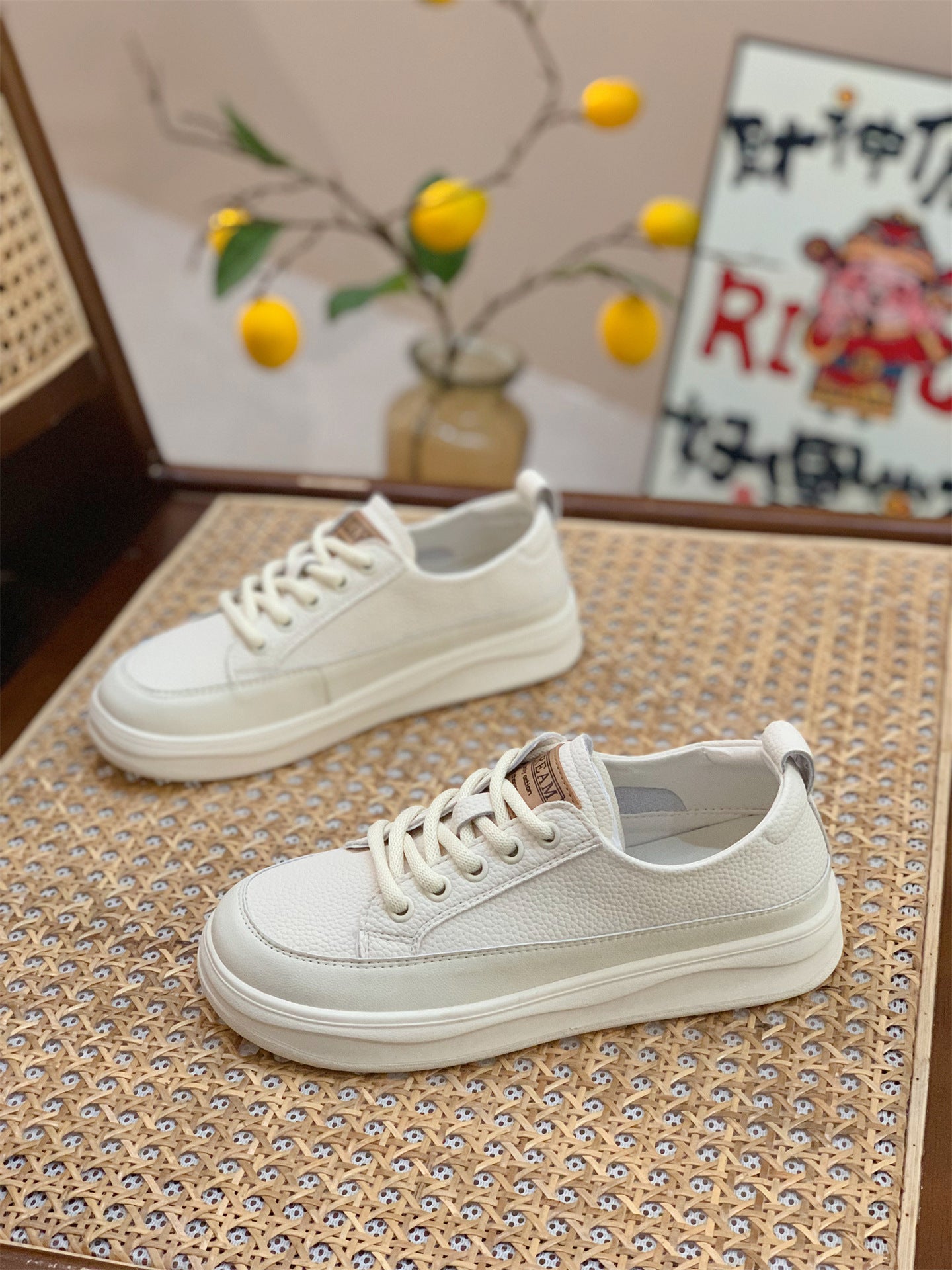 Genuine Leather Retro Sneakers for Women 2025 Spring & Fall New Niche High-Bottom Soft-Soled White Shoes Flats-Soled Sports and Casual Shoes