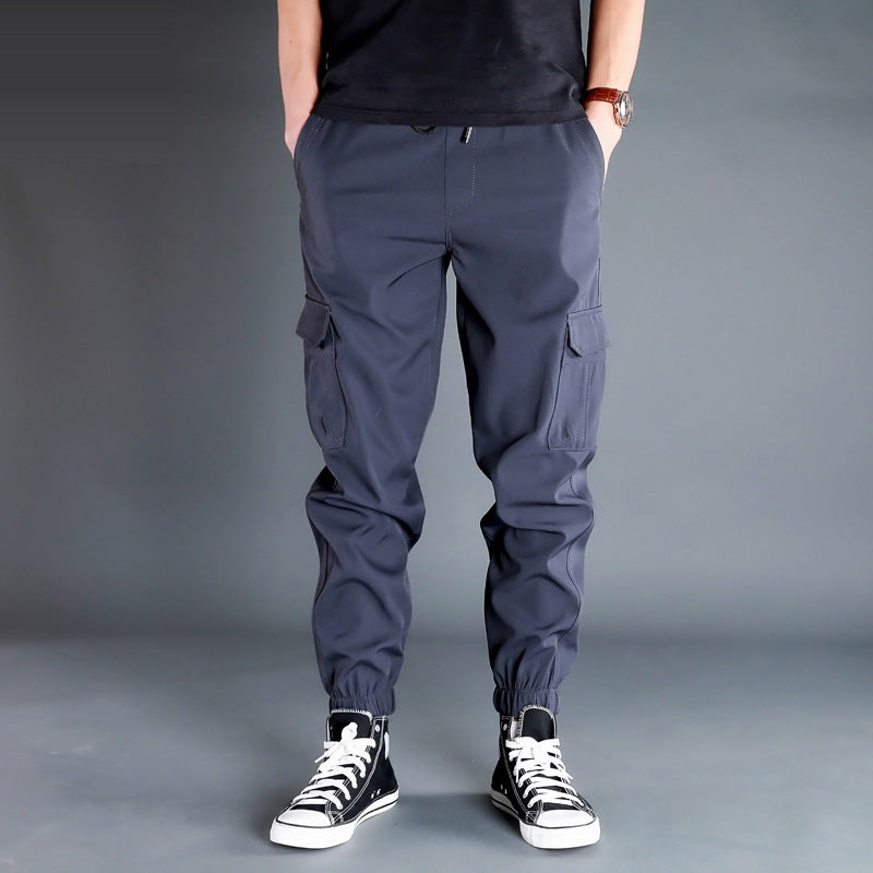 Ice Silk Crock Pants Men's Leg-tipped Summer Thin Casual Pants Loose plus size Quick-drying Pants Fashion Brand Sports Pants