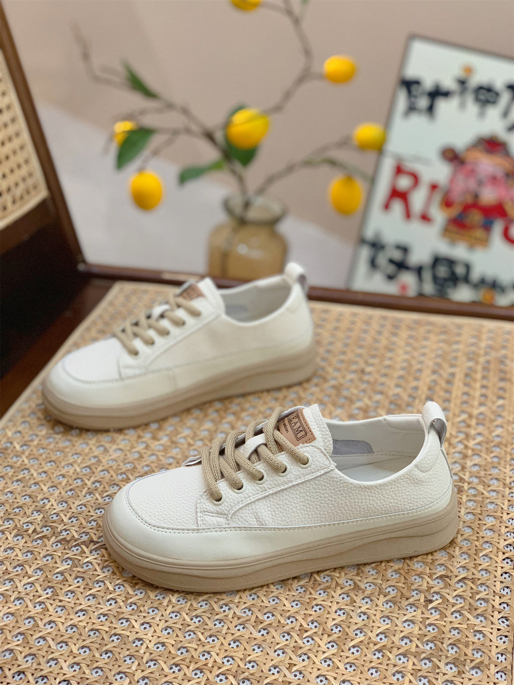 Genuine Leather Retro Sneakers for Women 2025 Spring & Fall New Niche High-Bottom Soft-Soled White Shoes Flats-Soled Sports and Casual Shoes