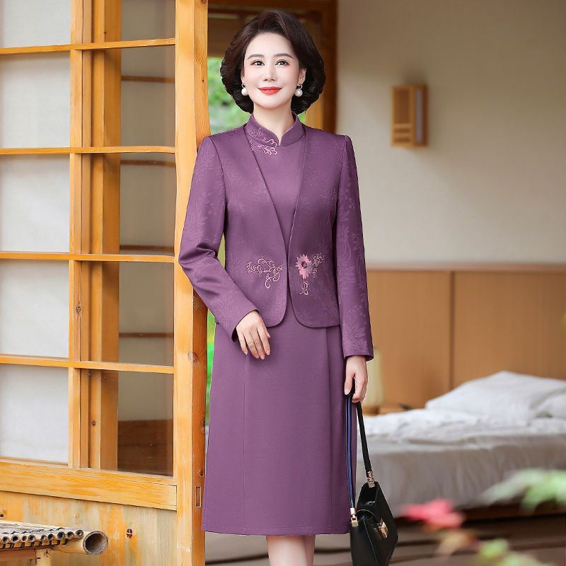 2024 New Chinese Mother's Wedding Dress Two-Piece Wedding Dress for dress Women's Spring and Autumn Middle Year Happy Mother-in-Law Wedding Dress