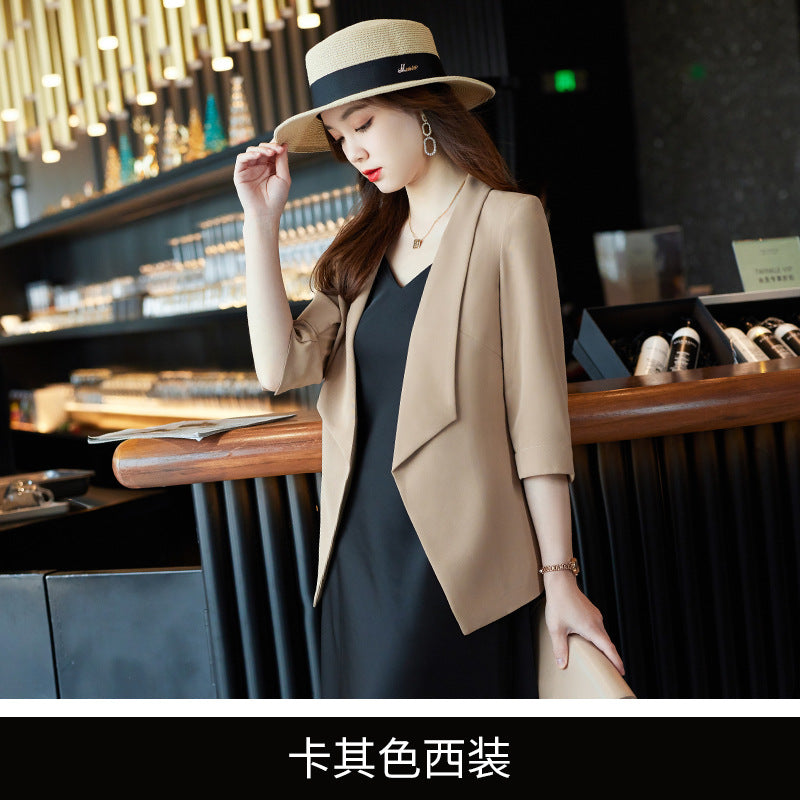 [Three-Quarter Sleeve Dress] Women's Formal Suit Dress, Korean Style Fashion Professional Attire, Small Blazer Dress for Spring and Summer