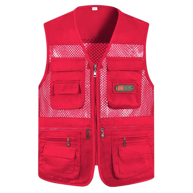 Cross-Border Outdoor Multi-Pocket Vest Men's Fishing Vest Photography Middle-Aged Men's Tops Work Clothes Middle-Aged and Elderly Dad Wear