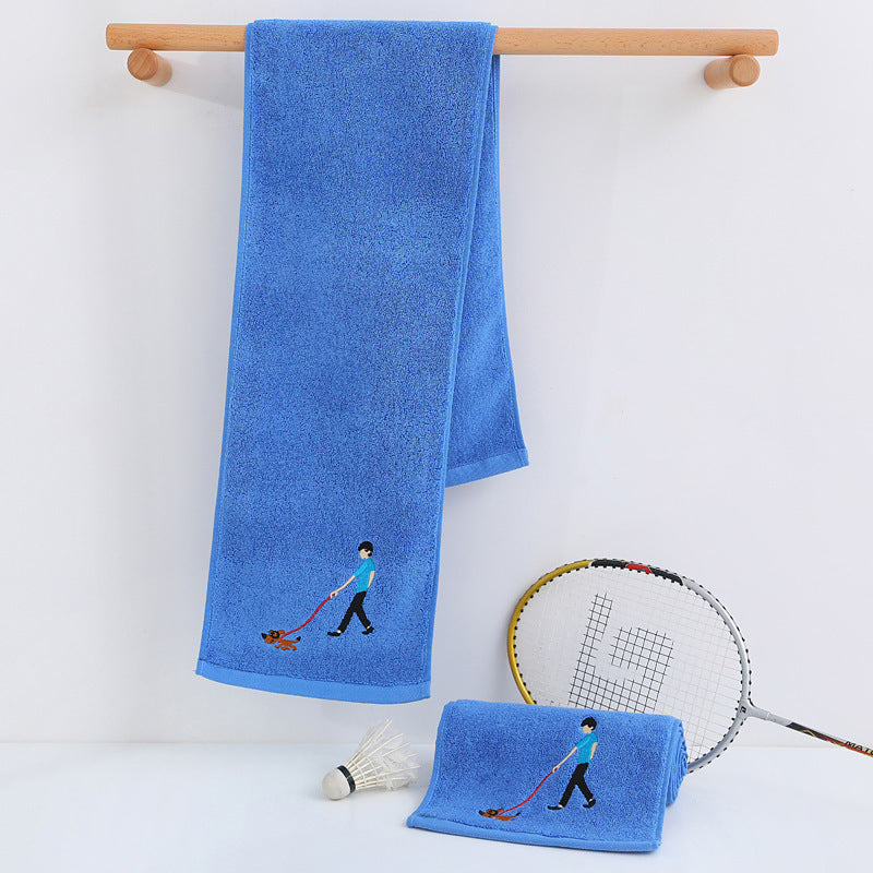 Cotton towel lengthened 1.1 meters sports gym running towel yoga towel sweat towel LOGO embroidered word