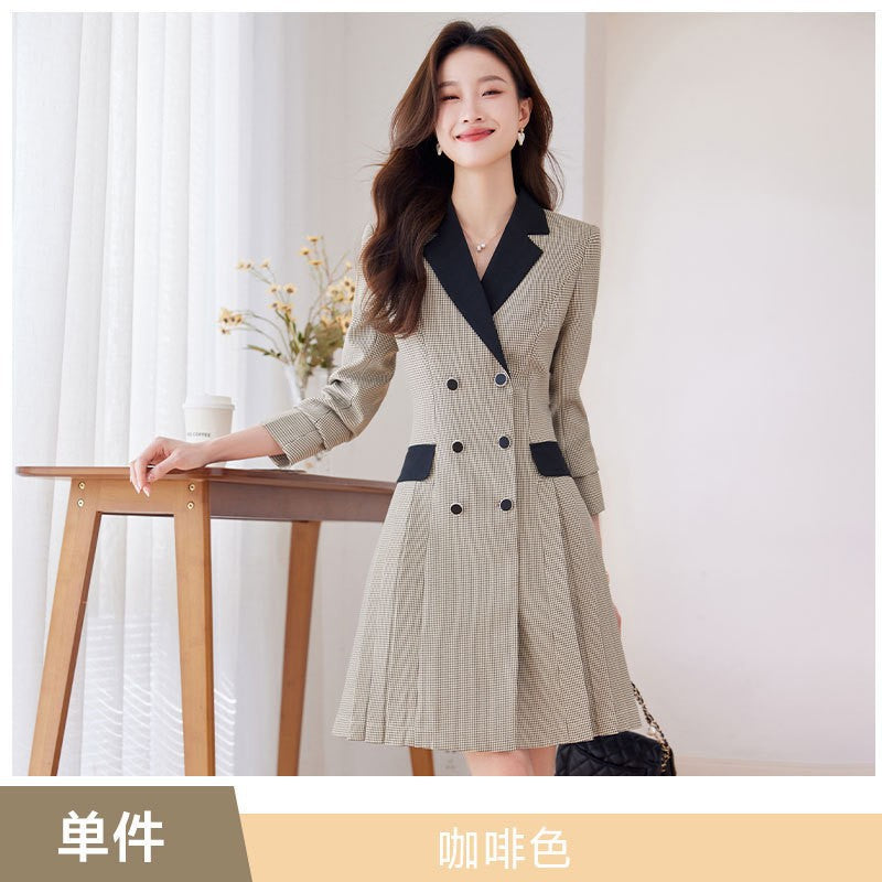 French Hepburn Style Small Black Dress High Sense High Cold Royal Sister Fried Street Small Fragrance Style Pleated Professional Suit dress Summer