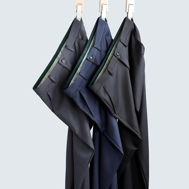 Business Pants Men's Casual Pants Summer Ultra-thin Stretch Ice Silk Men's Pants Middle-aged Loose Straight Suit Pants