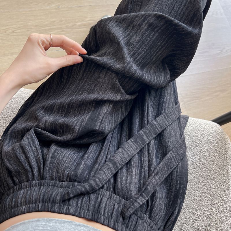 Ice Silk Wide-Leg Pants for Women, Summer Thin Loose Quick-Dry Sports Pants, Casual Straight-Leg Cool Pants, Mosquito-Proof and Sun-Protection Pants