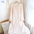 Spring and Summer Long Sleeve Round Neck Lace Sweet Long Dress Women's Thin Cotton Loose Outer Wear Small Floral Home Dress