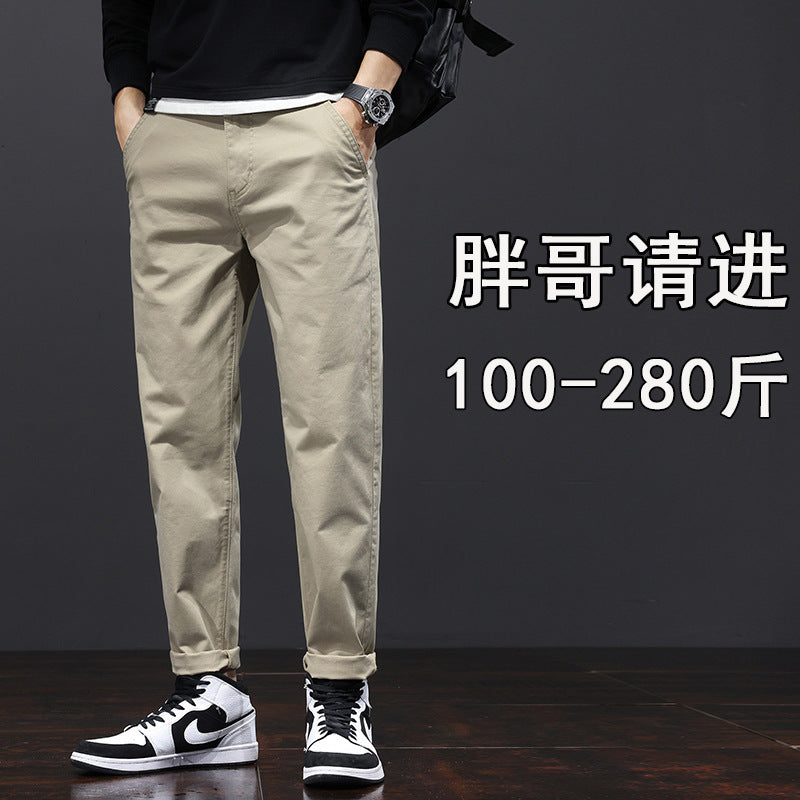 Spring and Summer Thin plus size Casual Pants Men's Loose Trendy Chubby Business Men's Pants Plus-sized 110.00kg Chubby Trendy Pants