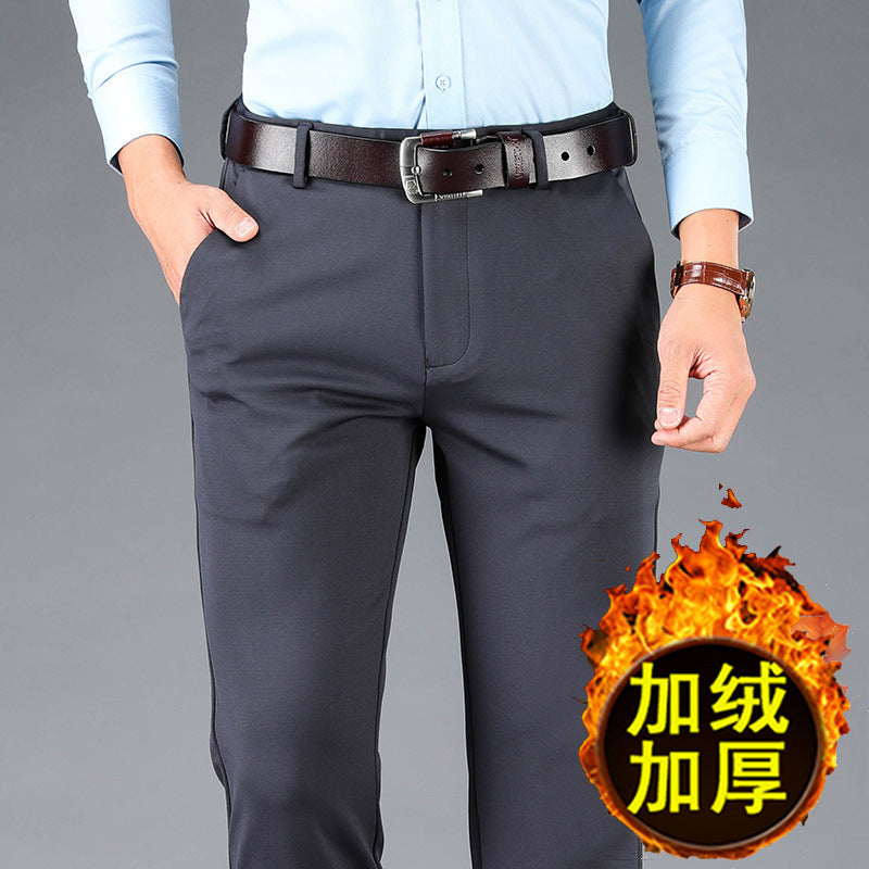Men's Casual Trousers for Foreign Trade, Loose and Fattened, No-Iron Straight Suit, Business Elastic Trousers Wholesale