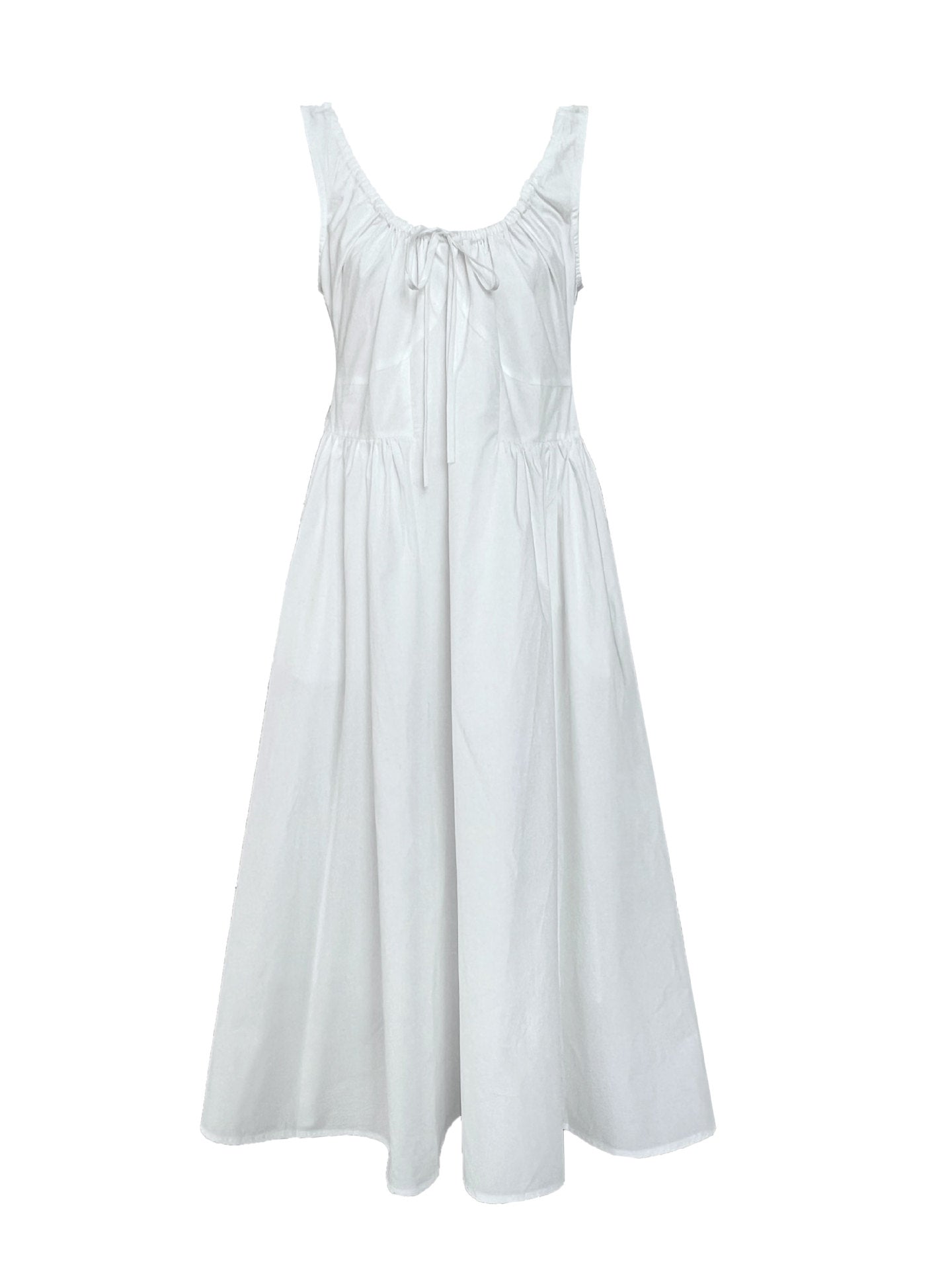 Luxi French Sleeveless Pleated Camisole dress Summer Minimalist Joker Waist Elegant Long Dress 5068