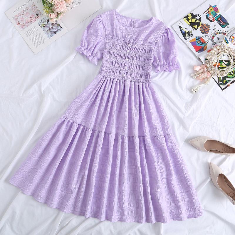 New Design Niche Skirt, Feminine, Slim Waist, French Mid-length, Western Style Short-sleeved Dress