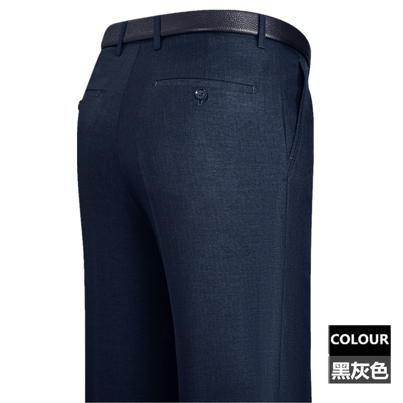 2025 New Summer Thin Mulberry Silk Middle-Aged Business Casual Straight Loose Wrinkle-Free Men's Pants