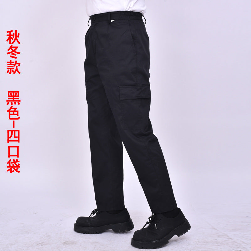 Autumn and Winter Pure Cotton Work Pants for Men, Wear-Resistant Welding Workwear, Blue Construction Site Workshop Handling Work Clothes Pants